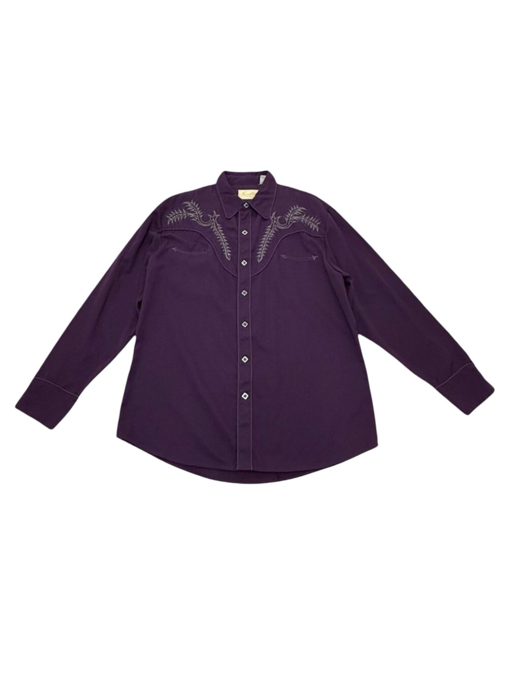 Vintage 1990s Scully Dude Western Shirt Purple Embroidered Pearl Snap